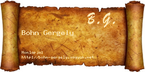 Bohn Gergely névjegykártya